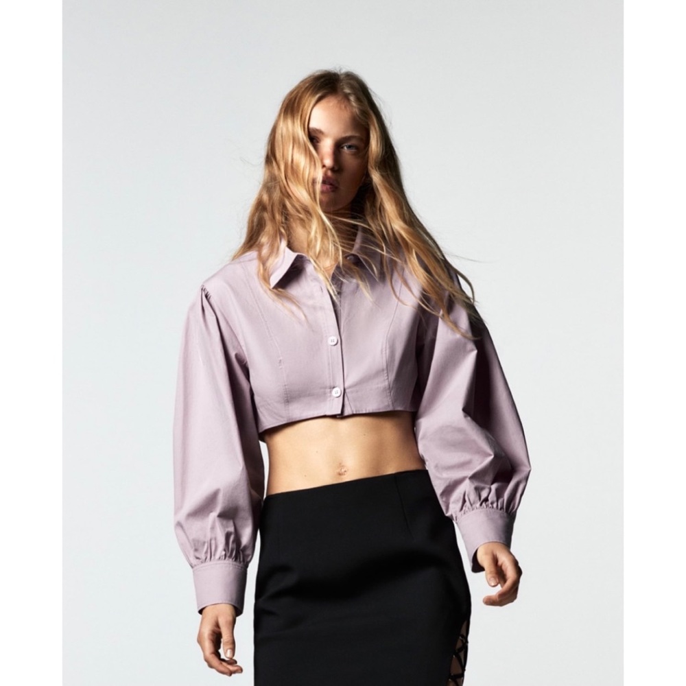 Zara Cropped Poplin Shirt